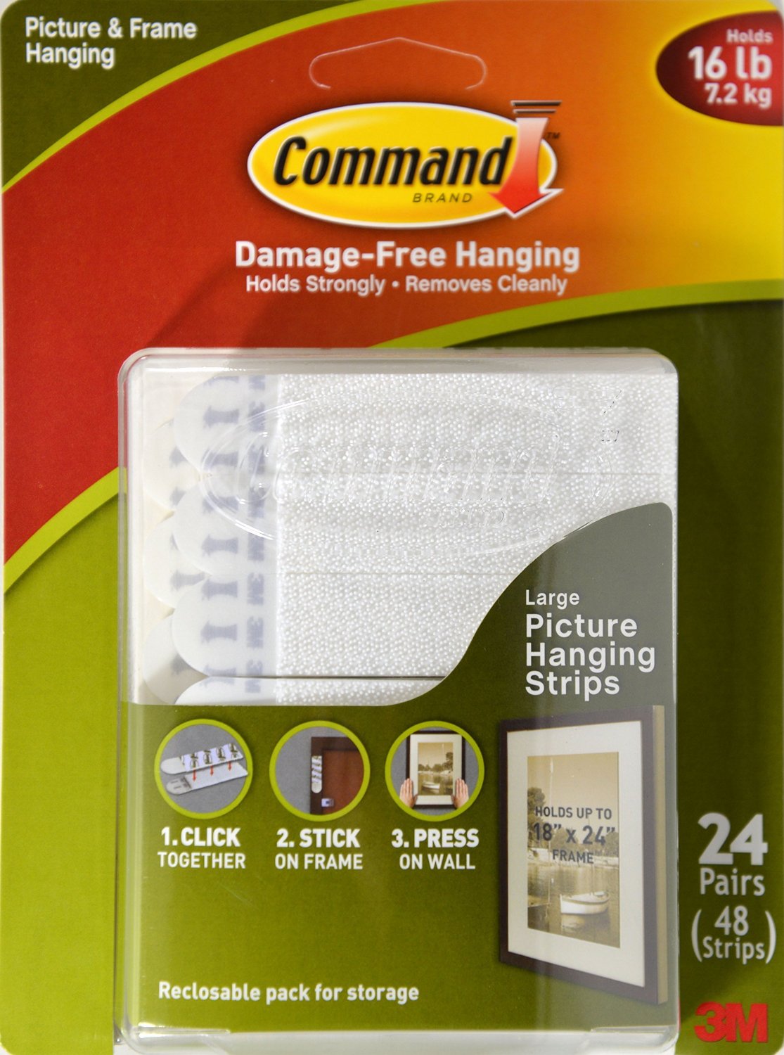 Details About Command Picture Frame Hanging Strips Large 24 Pair