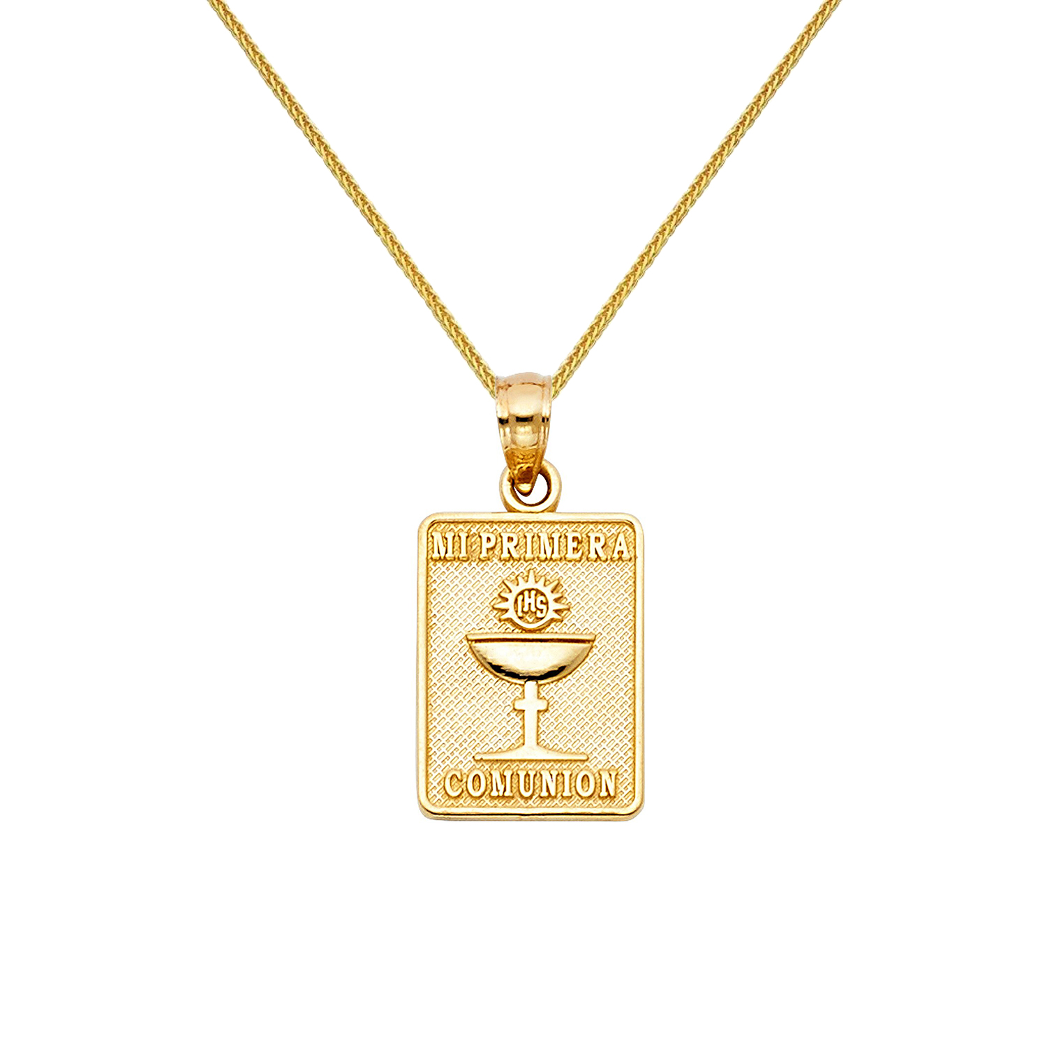 Wellingsale 14K Yellow Gold Polished Religious Saint Christopher MedallionSaint Christopher Protect Us Charm Pendant