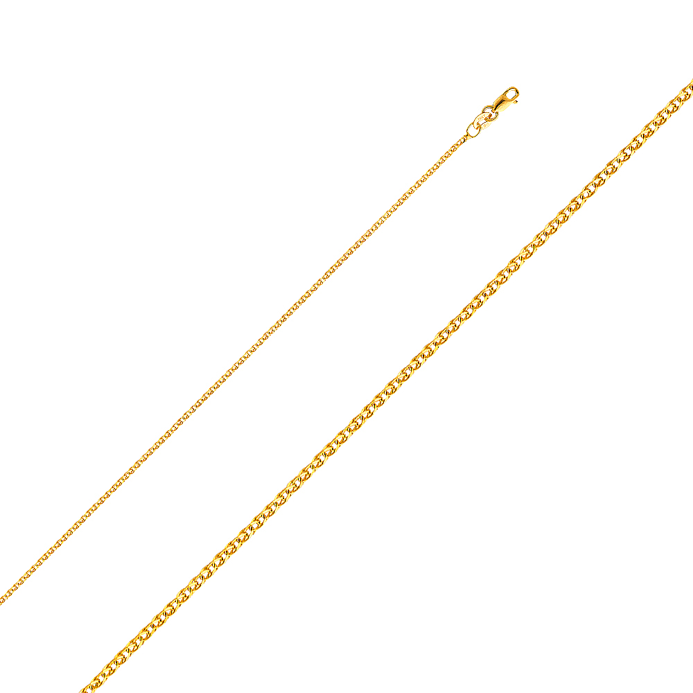 Precious Stars Jewelry 14k Tri-tone Gold Polished Sun and Moon Pendant with Flat Wheat Chain
