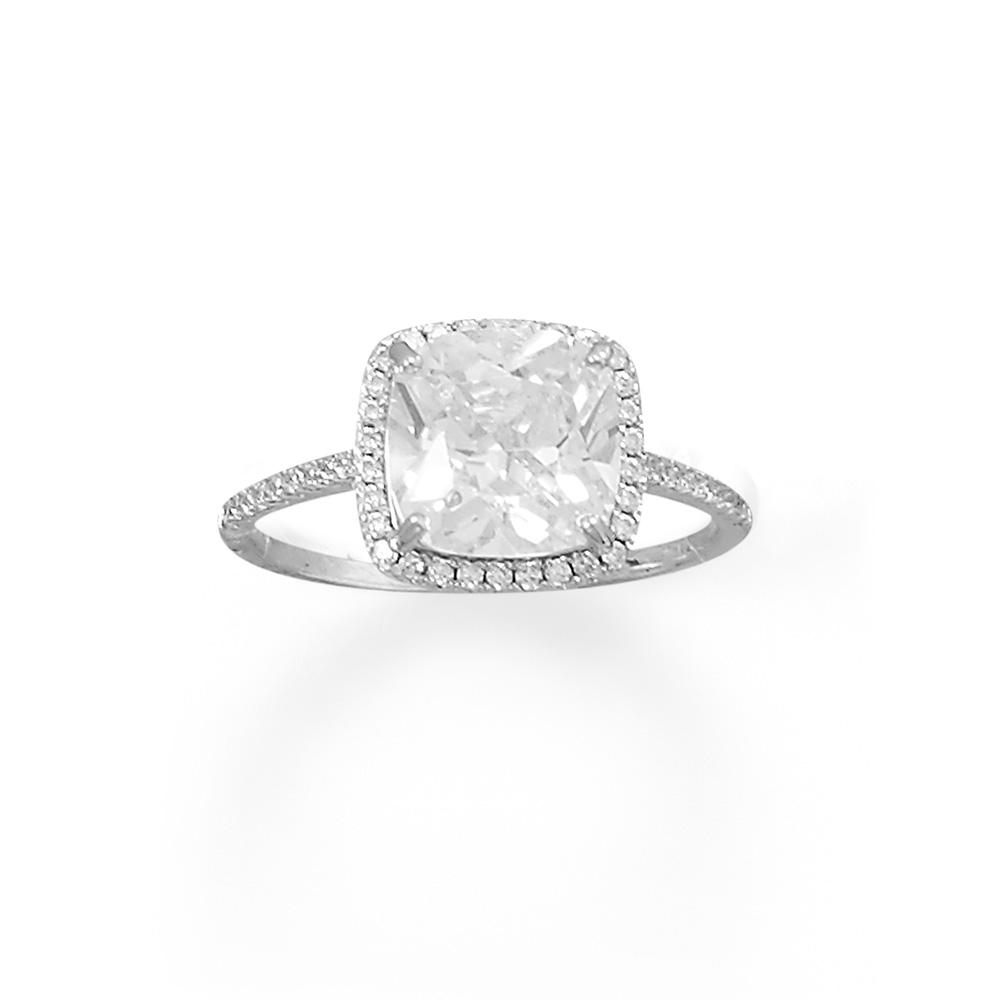 Sterling Silver Cushion Cut Cubic Zirconia Halo Engagement Ring Ebay
