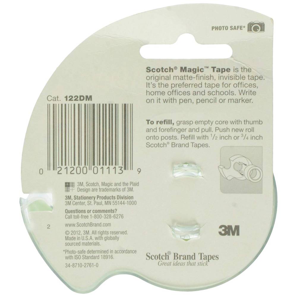 Scotch Magic Tape 122 With Dispenser Matte Transparent 3/4in x 650