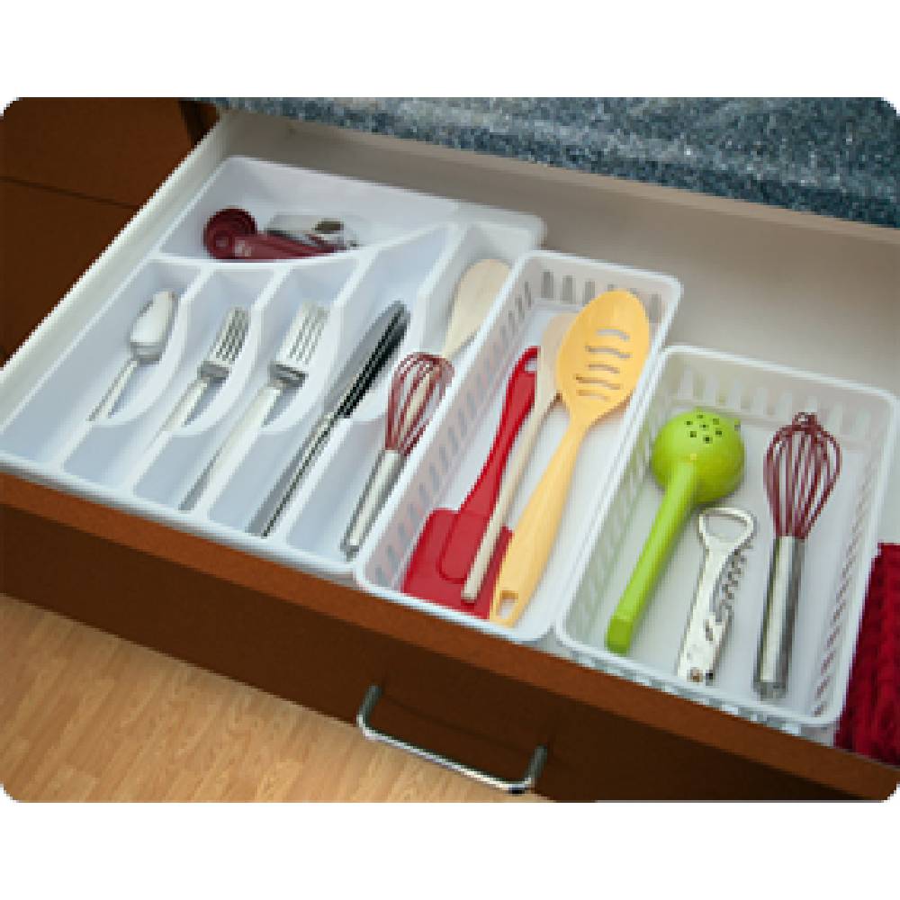 Sterilite 1575 Cutlery Tray 6 Compartment Plastic Sort Utensils ...