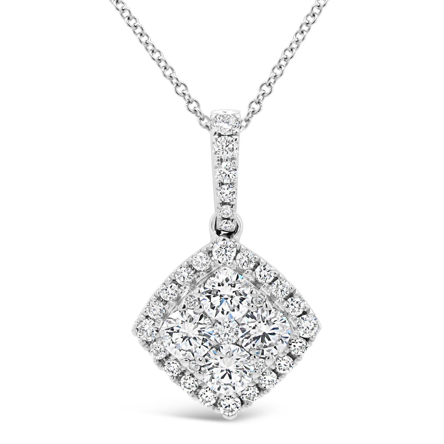 18k White Gold 7/8ct TDW White Diamond Square Shape Pendant Necklace | eBay