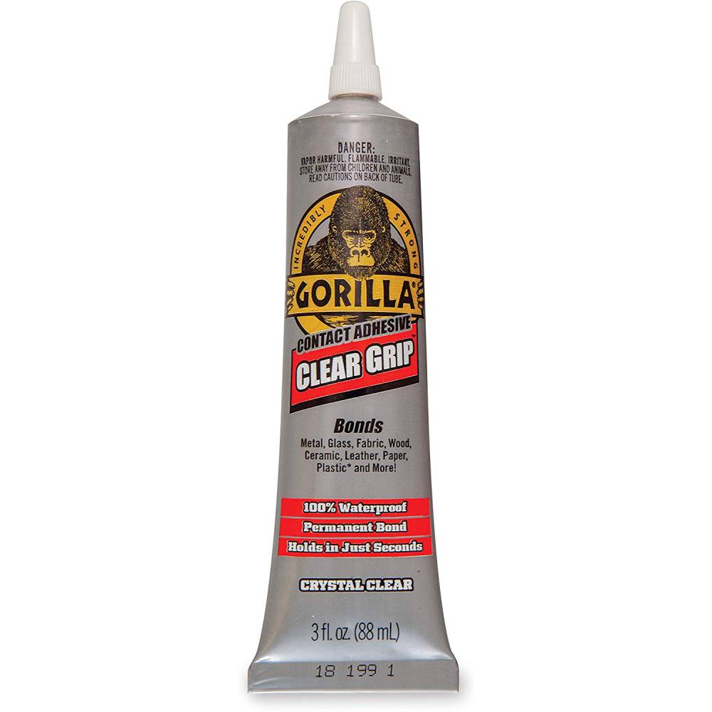 Gorilla Clear Grip Contact Adhesive 3oz Waterproof No Run Permanent