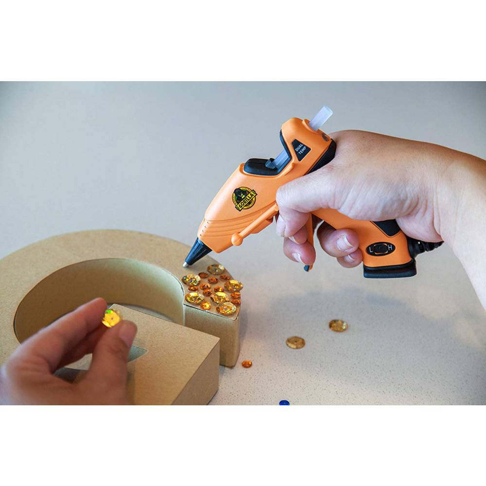 Gorilla Hot Glue Gun Mini Dual Temp Comfort Folding Stand Long Nozzle