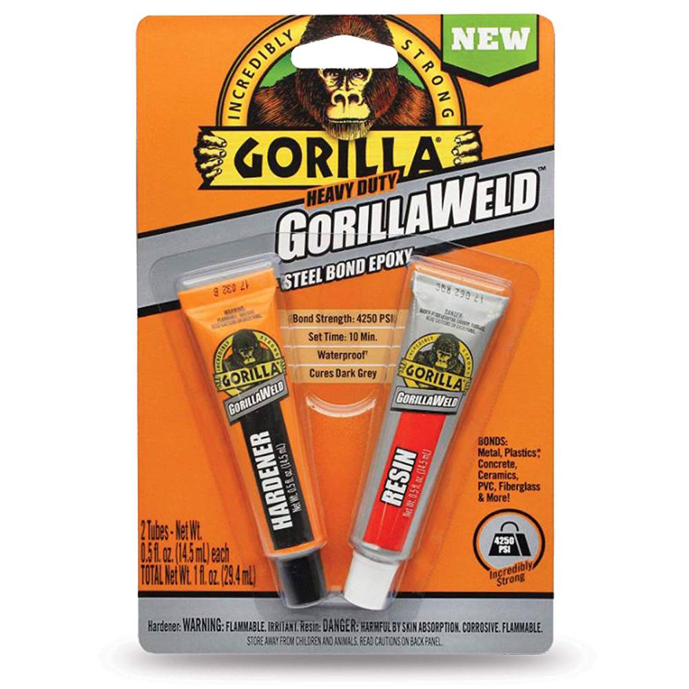 GorillaWeld Epoxy Steel Bond Two Part Adhesive Resin Hardener Dark Grey