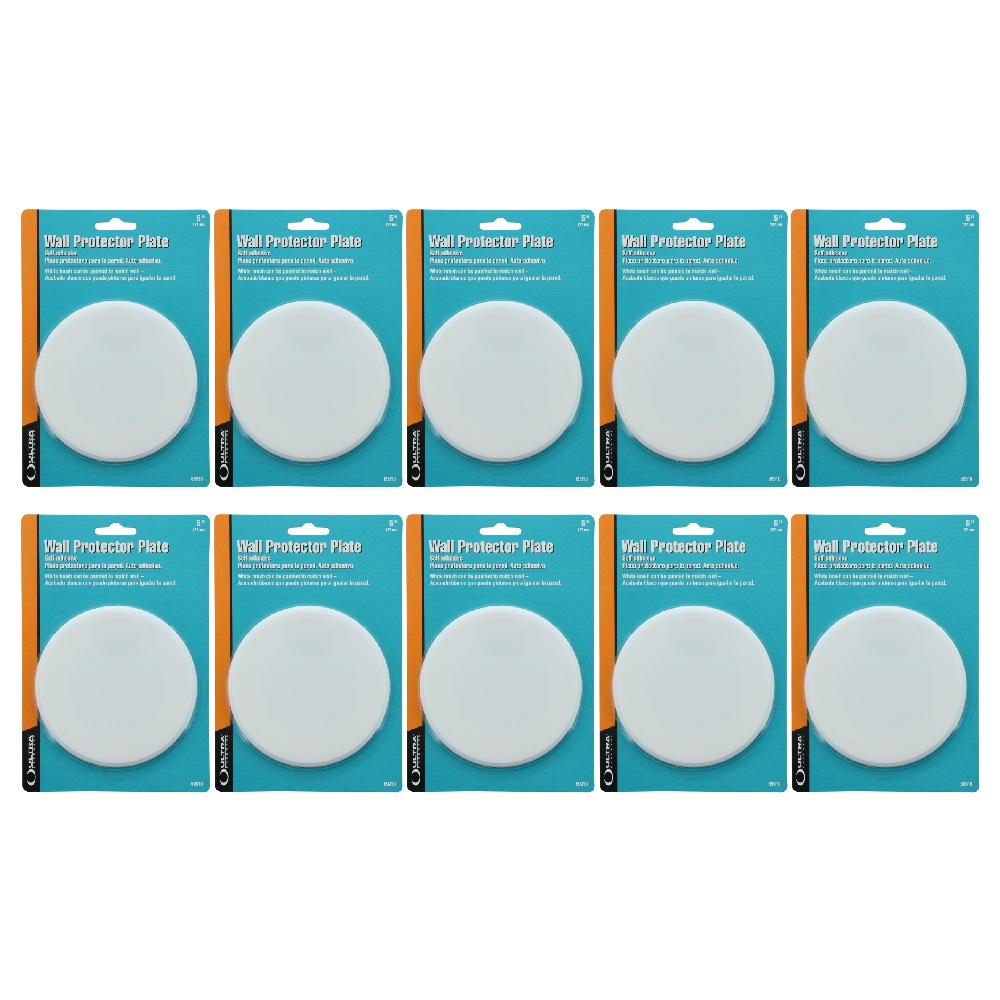 Wall Protector Plate Knob Hole Door Stopper 5 Inch Round Adhesive White