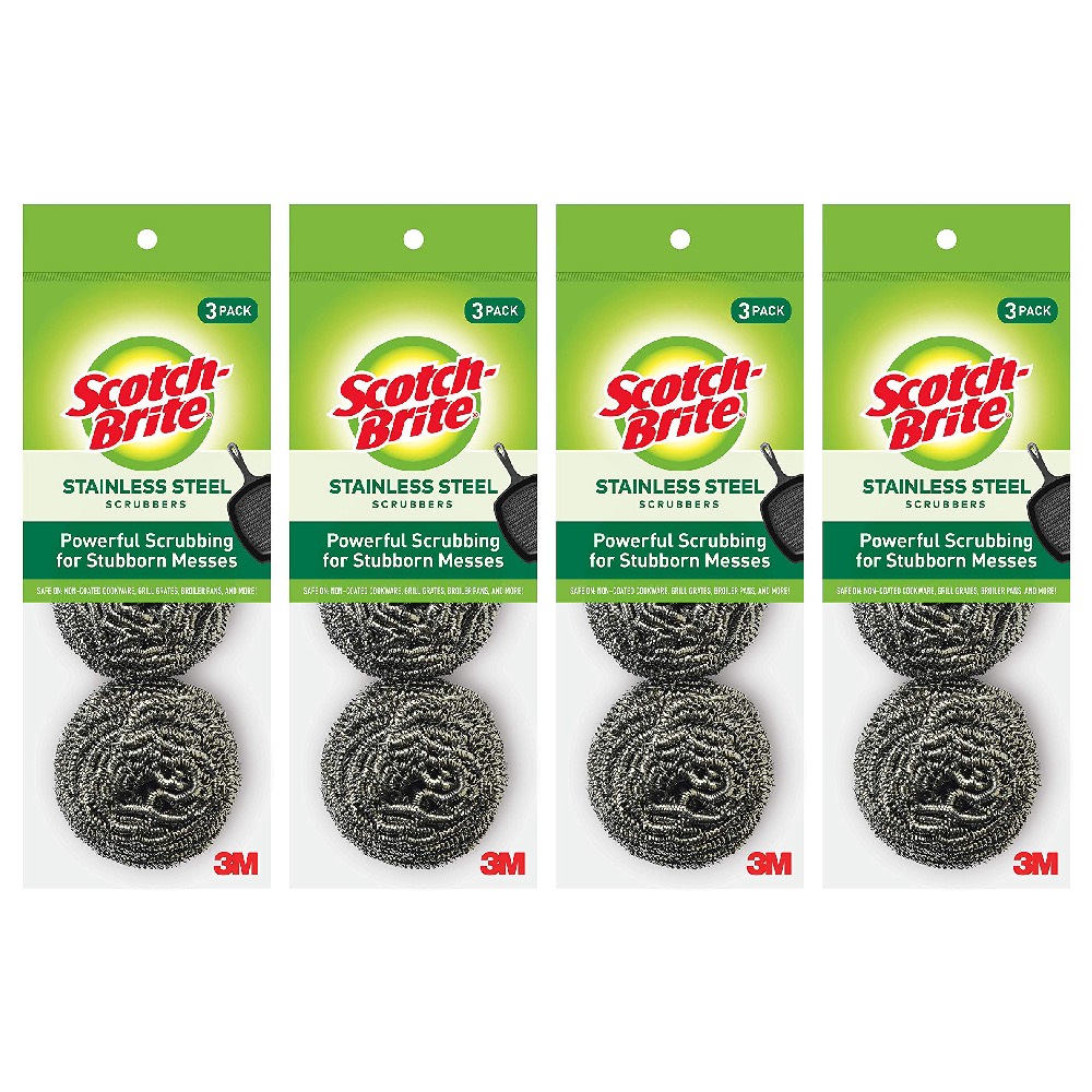 3M214C ScotchBrite Scrubbing Scour Pads No Rust 3 Pads Stainless Steel, 4Pack 51141253541 eBay