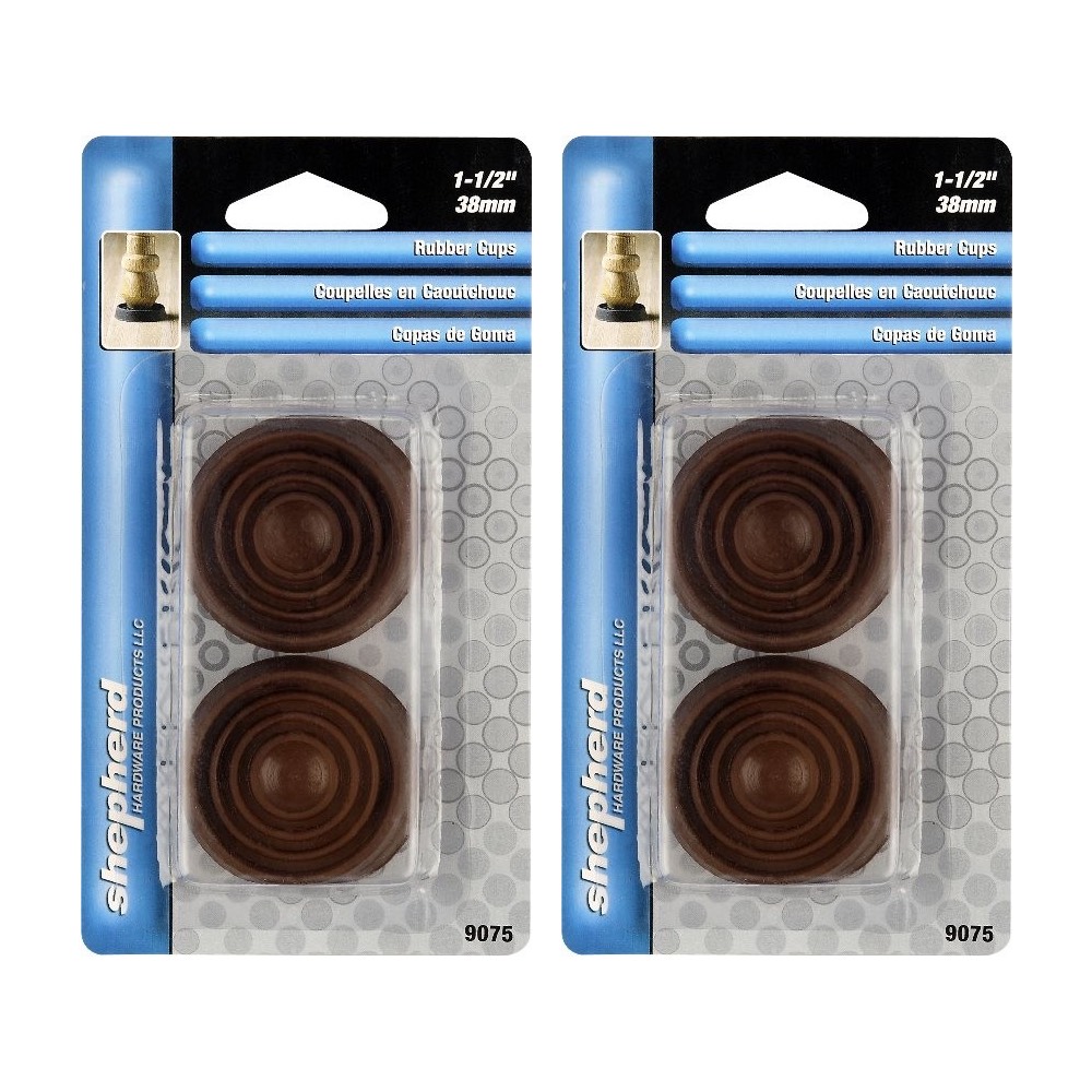 Shepherd Hardware Rubber Leg Cups 9075 For Furniture Feet Casters Brown