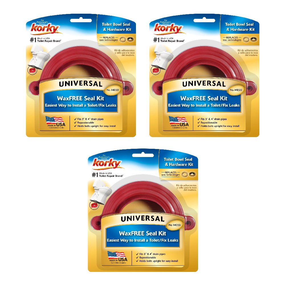 Korky Universal Wax Free Toilet Seal Kit With Hardware Plumbing 6000BP