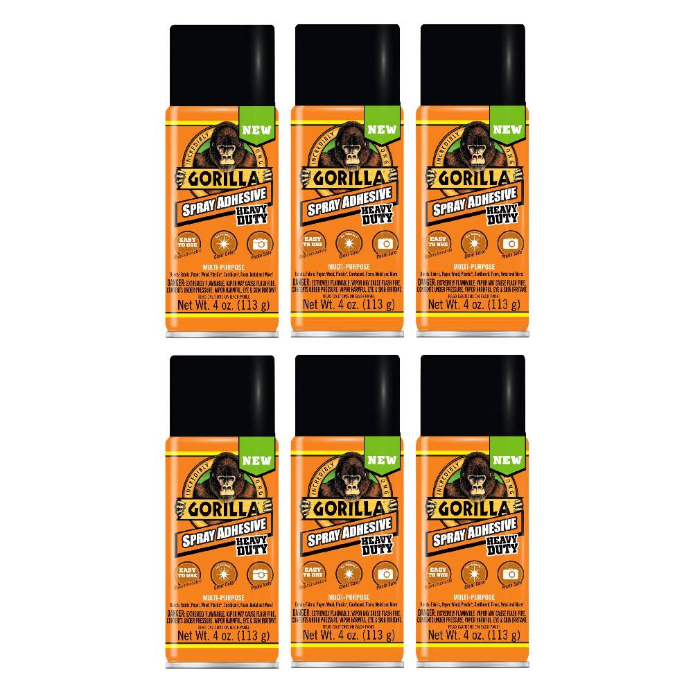 Gorilla Spray Adhesive Clear 4 Ounce Fine Mist Heavy Duty Permanent