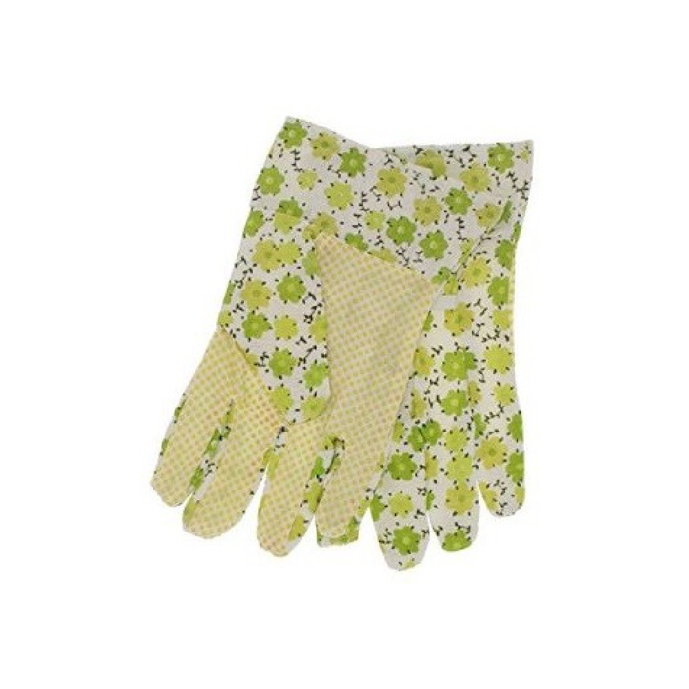 HB Smith Gardening Gloves Cotton With PVC Dot Grip M/L Assorted Floral ...