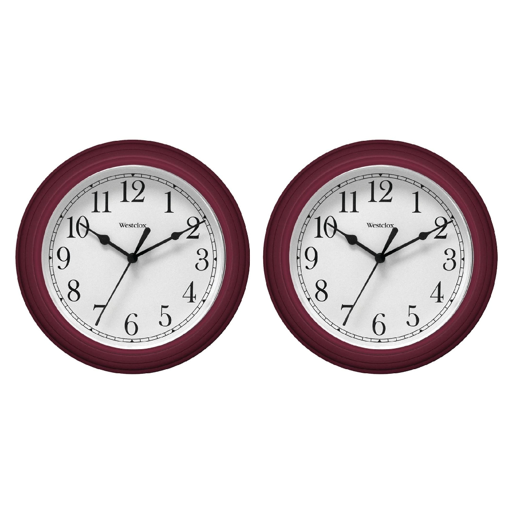 Westclox Wall Clock Simplicity Analog Round Home Office Clock Burgundy, 2Pack 844220001863 eBay