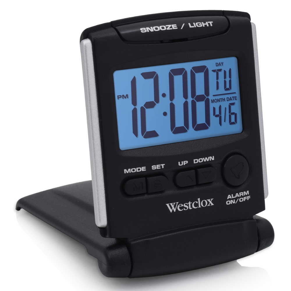 Westclox Folding Travel Alarm Clock Digital Lcd Battery Operated Black 12 Pack Ebay