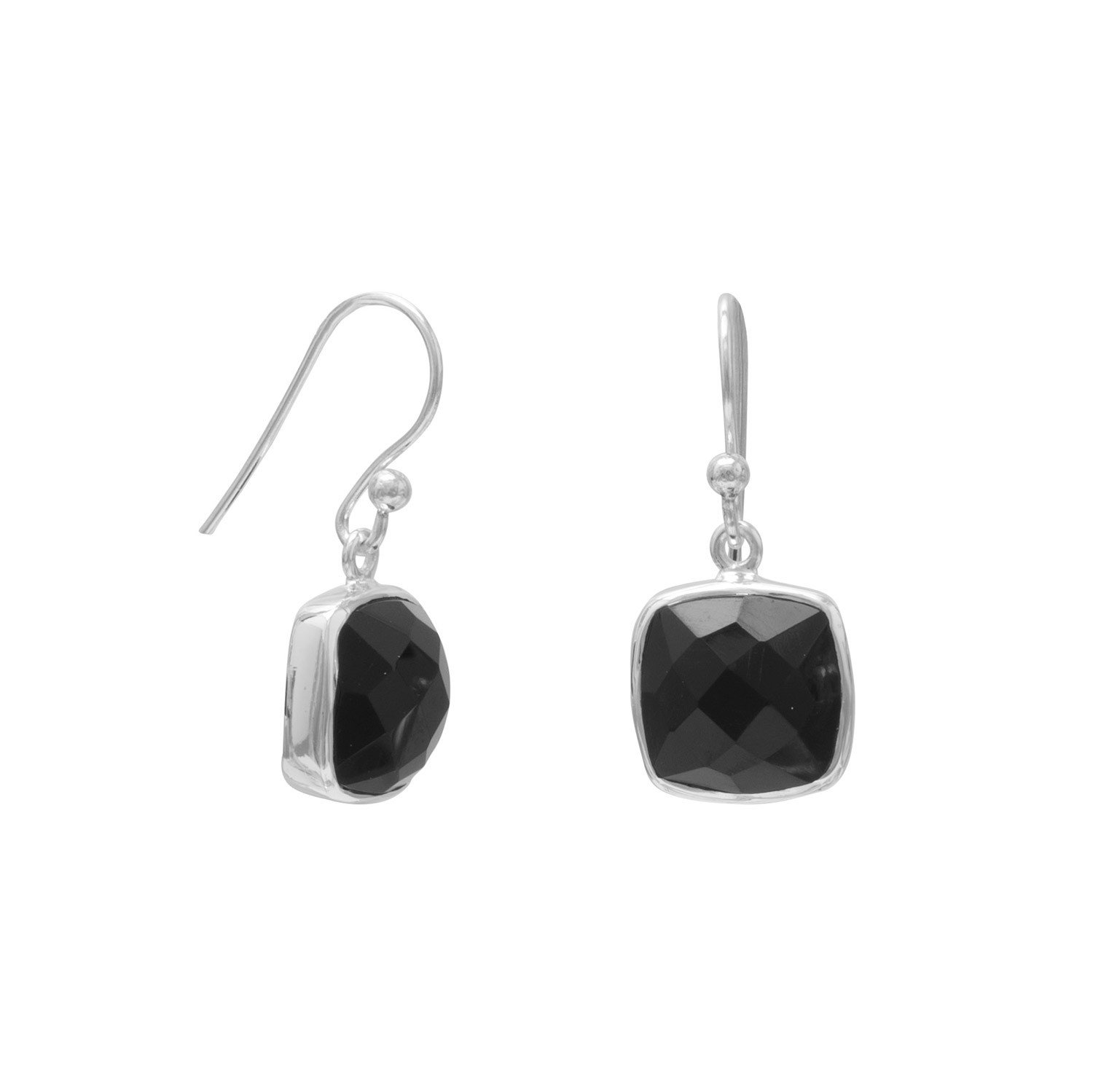 Black Onyx Earrings Square Faceted Sterling Silver Black Onyx Earrings Square Faceted Sterling Silver