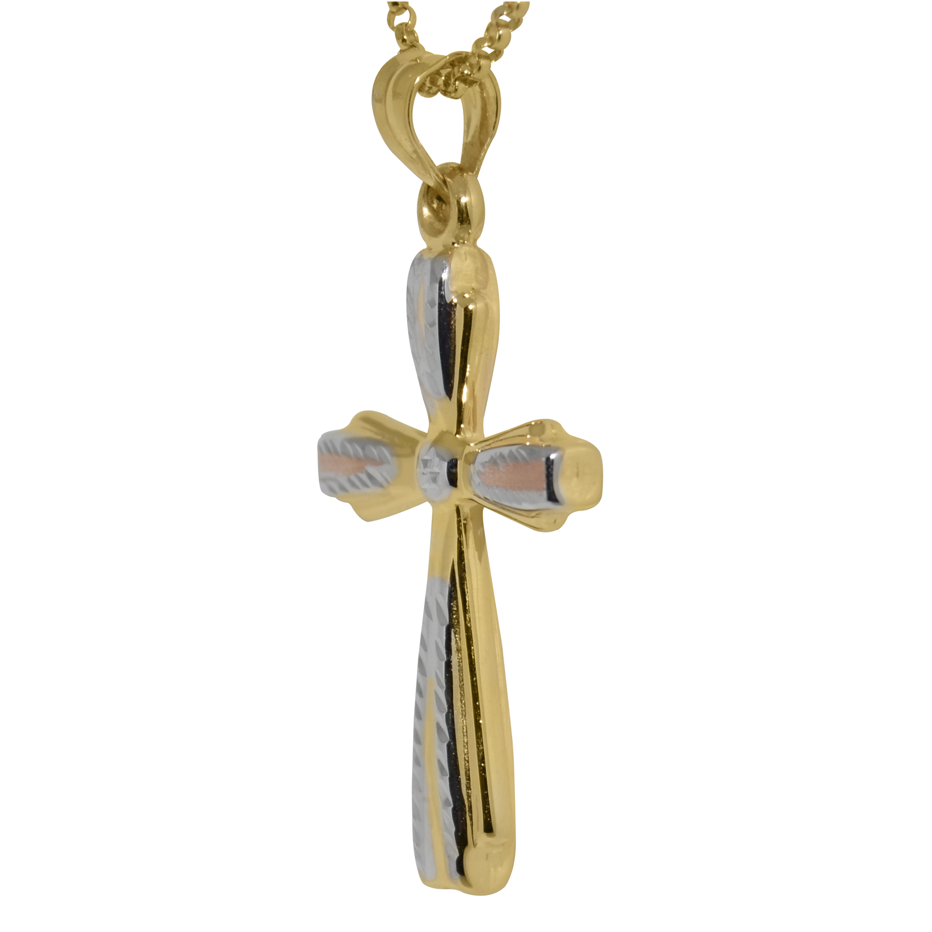 ★COURONNE★ Toffee Cross 16_RCBRX23220YEL Genuine 14k Tri-tone Gold 1.29