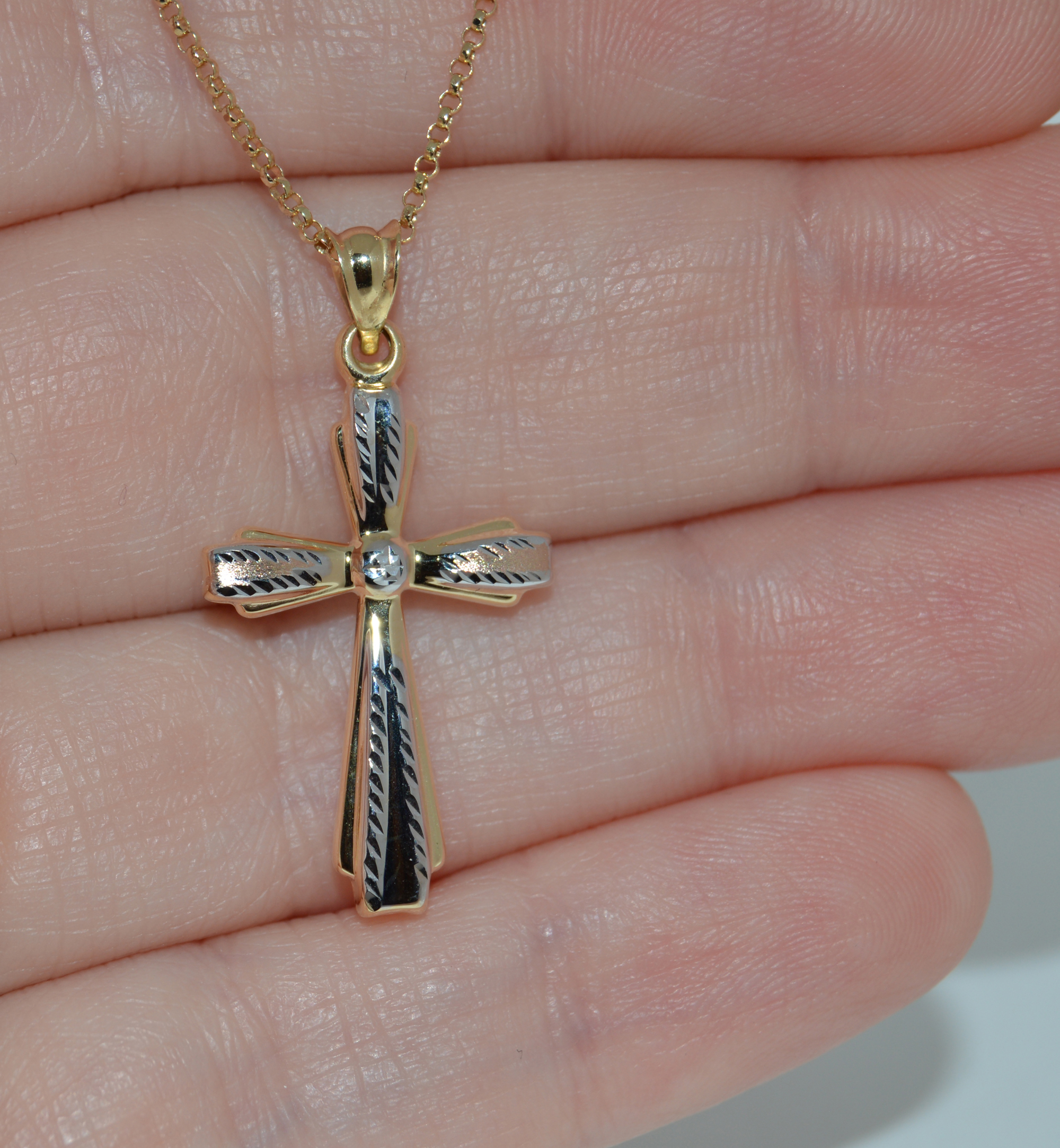 ★COURONNE★ Toffee Cross 16_RCBRX23220YEL Genuine 14k Tri-tone Gold 1.29